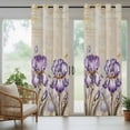 thumbnail image 5 of Outdoor Curtains for Patio Waterproof, Purple Iris Outdoor Privacy Panels Grommet, Spring Vintage Flowers Butterfly Leaves Khaki Blackout Outside Curtains for Porch/Cabana 54"x84", 2 Panels, 5 of 8