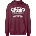 thumbnail image 2 of OXI Hoodie Sweatshirt - Don't Confuse My Personality, Basic Casual Hoodie for Men's and Women Fleece Hoodie Long Sleeve - Maroon Large, 2 of 3