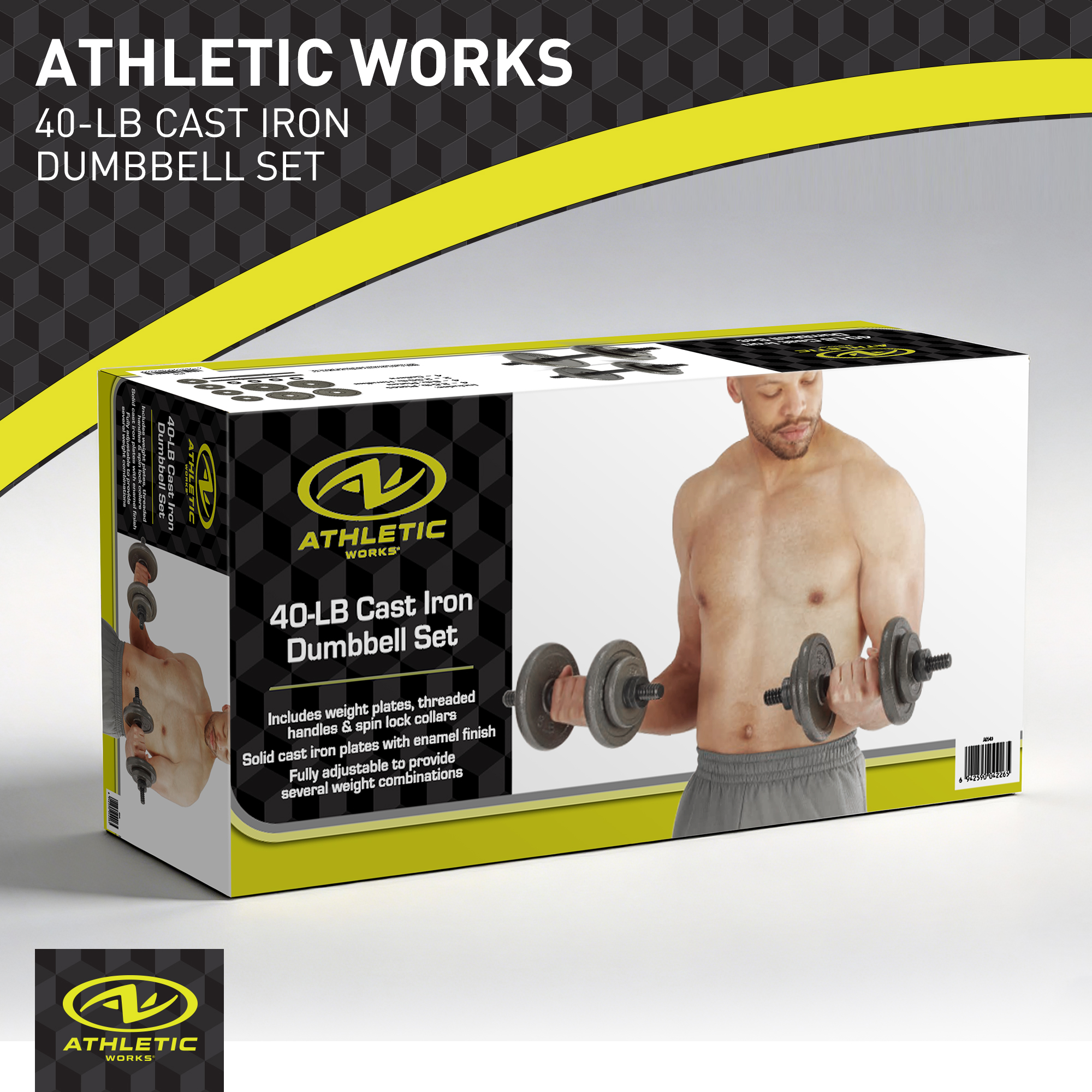 Athletic Works 40 lb Adjustable Cast Iron Dumbbell Set photo 2