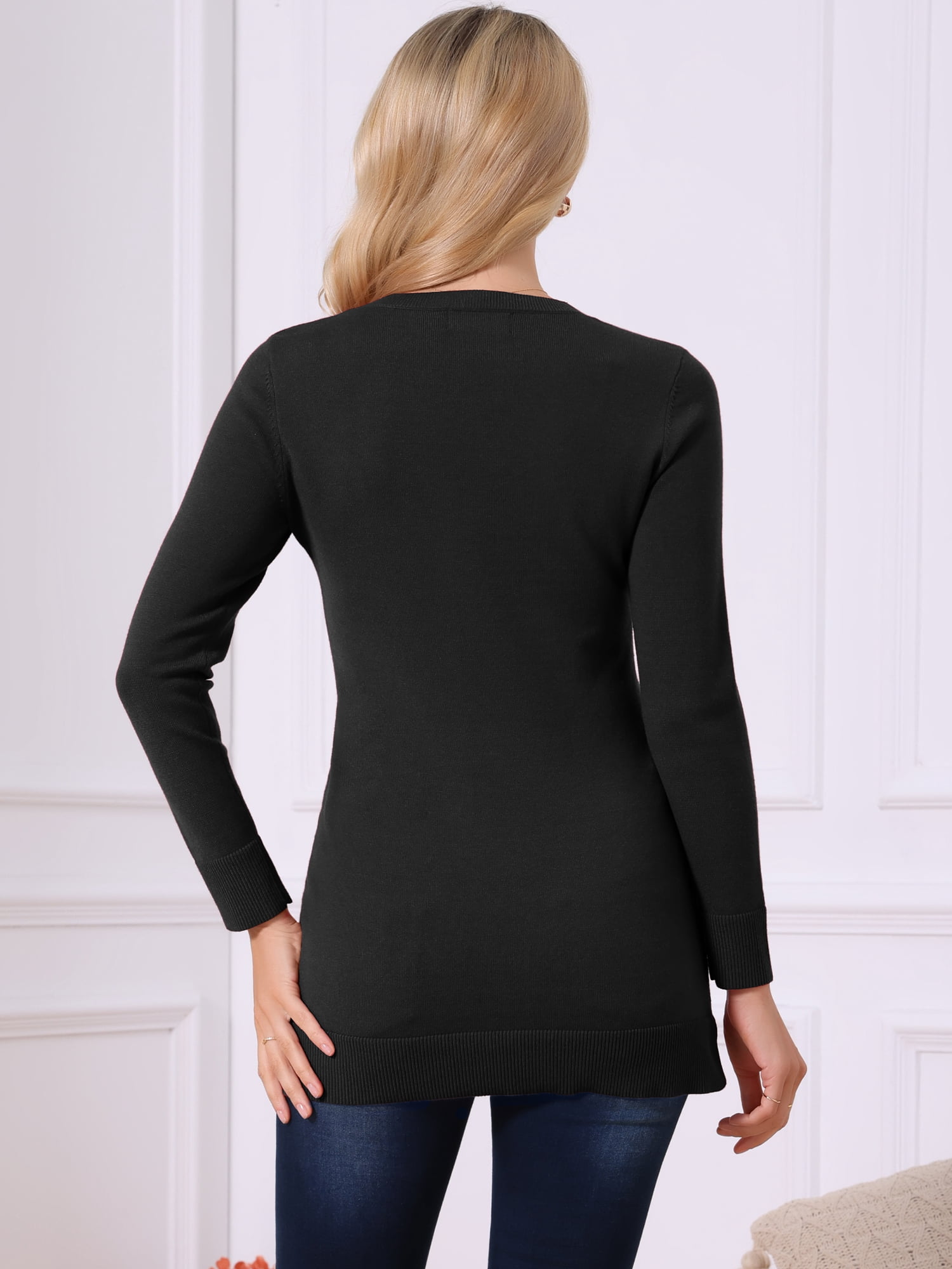 DARING DIVA Pullover Sweater Long Sleeve Crewneck Knit Tops M Black
