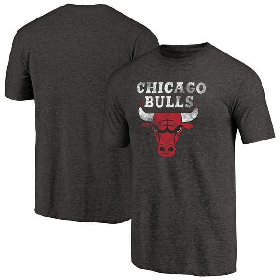 Men's Black Chicago Bulls Distressed Logo Tri-Blend T-Shirt