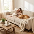 thumbnail image 2 of decorUhome Washable Pet Friendly Sofa Cover, Non-Slip Anti-Scratch Furniture Protector, Decorative Slipcover for Home (Apricot, 27.6" x 27.6"), 2 of 11