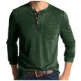 thumbnail image 6 of Henley Shirts for Men Casual Shirts Button Down Long Sleeve Solid Dress Shirt Beach Vacation Shirts Green M, 6 of 6