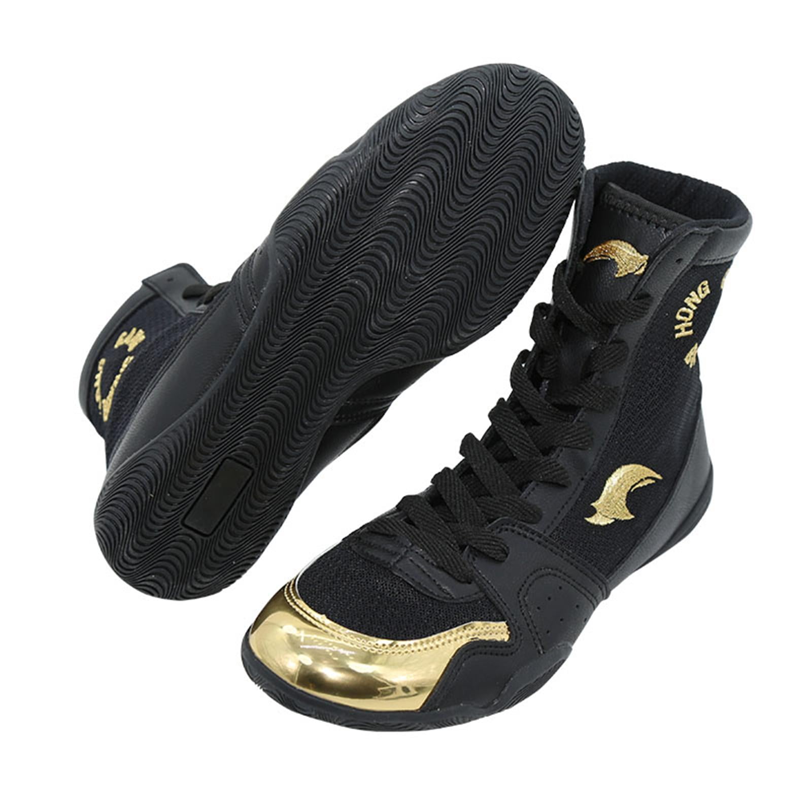Chaussures De Boxe Unisexe - Cuir Synthétique - Antidérapant - Taille 30-45 - Rouge/Noir/Bleu