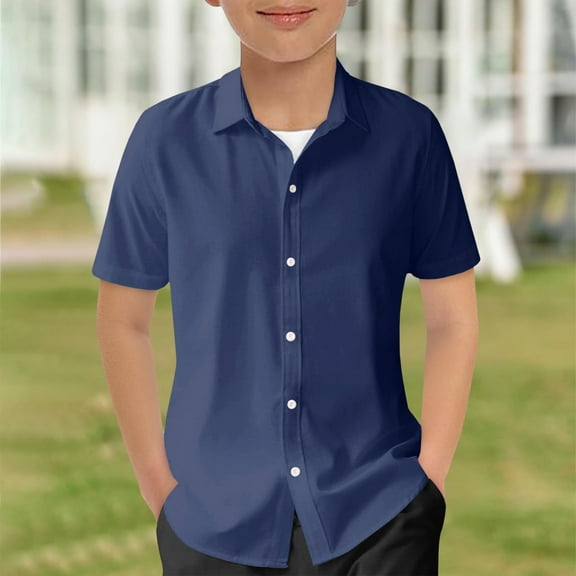 Huanglei Boys And Girls Button Down Shirts Short Sleeve Gradient Shirt Kids Summer Casual Beach Shirts