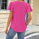 thumbnail image 4 of Fiudx Ofertas Flash Del Día Solo En Línea Blusa Casual de Verano para Mujer, Manga Corta, Cuello En V, Manga 3/4, Dobladillo Curvado, Blusa Suelta Tipo Túnica, 4 of 5