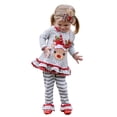 thumbnail image 1 of Cm C&M Wodro Conjunto Navideño Para Bebé Niña, Camiseta De Manga Larga Con Ciervo Y Pantalón Acampanado A Rayas, Conjunto De 2 Piezas Para Otoño E Invierno (Gris 5-6 Años (120)), 1 of 5