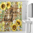 thumbnail image 2 of Sunflower Bee Kind Shower Curtain, Vintage Yellow Floral Bees White Daisy Brown Wooden Grain Waterproof Shower Curtain Set with 12 Hooks Lightweight Bath Curtains Fabric Bathroom Decor 60x72 Inches, 2 of 9