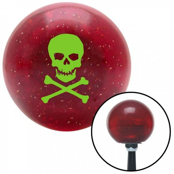 American Shifter 54632 Green Skull & Bones Red Metal Flake Shift Knob with M16 x 1.5 Insert Shifter Auto