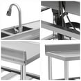 thumbnail image 4 of Stainless Steel Sink 2 Compartment W/ Faucet Commercial Kitchen Sink Floor Standing, 4 of 12