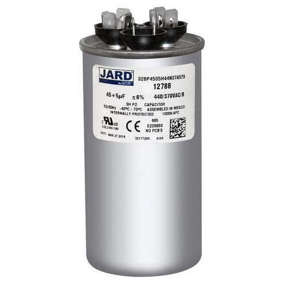 (2) Pack, 45   5 uF x 370 or 440 VAC - Jard # 12788 Round Dual Run Capacitor