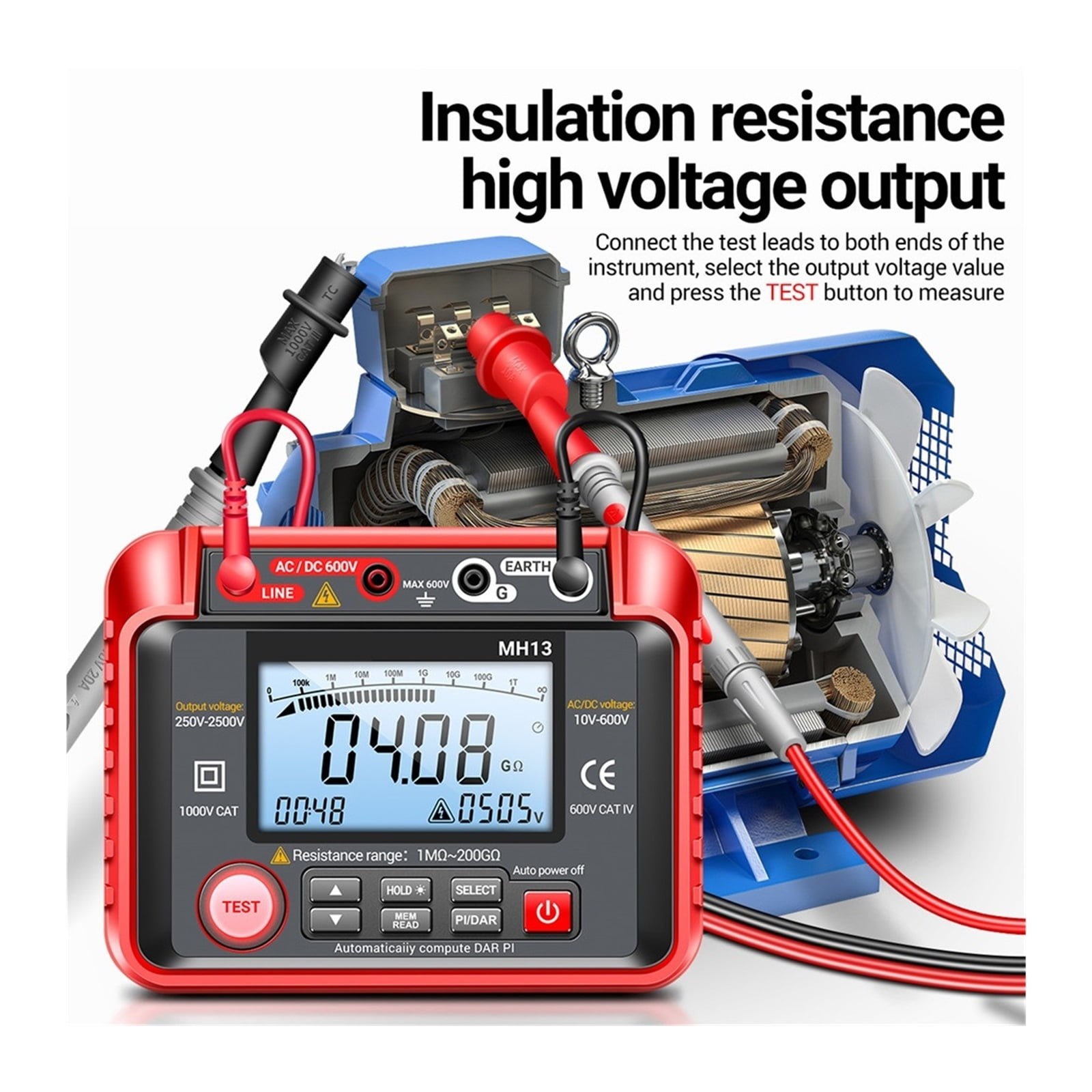 MH13 Ohm Tester Digital Multimeter Megometro Insulation Earth High Voltage Resistance Meter Tester Megohmmeter Tool