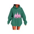 thumbnail image 2 of Zynoxe Hooded Sweatshirt Women with Kangaroo Pocket Drawstring Pullover Hoodie Realxed Long Sleeve Print Sweatshirts Fashionable Christmas Sweatshirts for Women #C Green M, 2 of 6