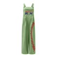 thumbnail image 3 of Dyegold Jumpsuits for Women Casual, Women's Jumpsuit Casual Summer Trousers Overall Baseball Letter Print Cute Square Neck Sleeveless Rompers Long Pants, 3 of 4