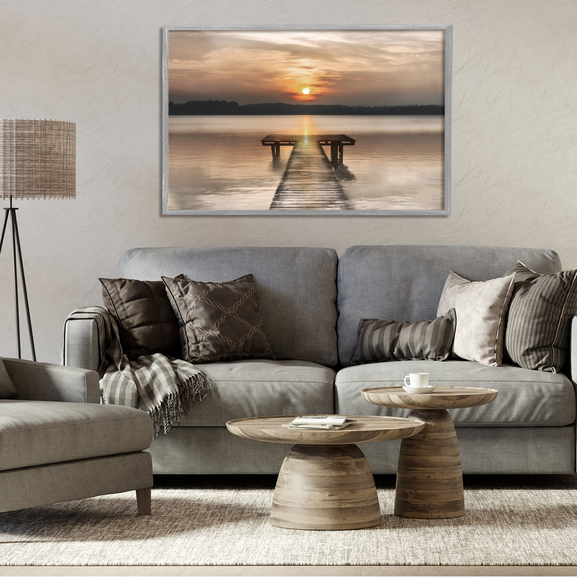 Stupell Industries Centric Reflective Sunrise Gray Framed Giclee Art, design by Irene Weisz