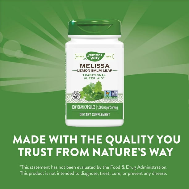 Nature's Way Melissa Lemon Balm Leaf, 100 Cápsulas Bodega