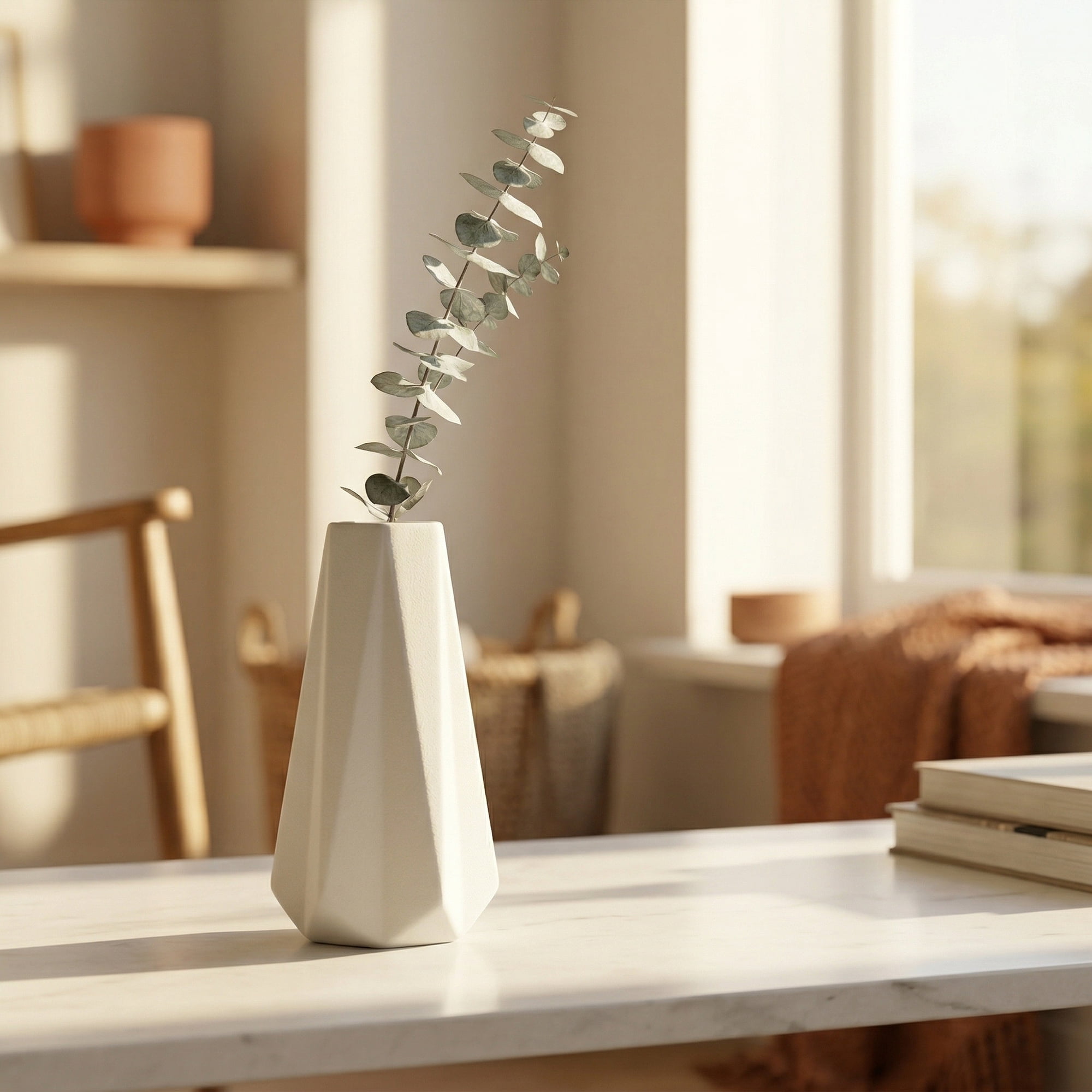 Unique Bargains Ceramic Bud Small Decorative Flower Vase Set White 3.5"L x 3.5"W x 5.9"H