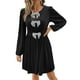 thumbnail image 3 of mfyjkho Vestidos midi para mujer, Vestido informal elegante con bolsillos y lazo de terciopelo para mujer Vestidos de otoño s, 3 of 6