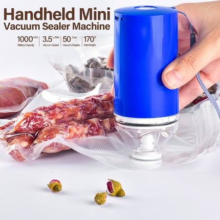 Handheld Mini Vacuum Sealer Machine Cordless USB Rechargeable Vacuum Sealing System Food Storage Saver with 10 Reusable Zipper (Best Foodsaver For The Money)