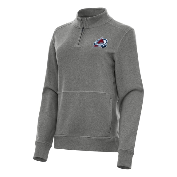 Women's Antigua Heather Black Colorado Avalanche Crush Quarter-Zip Fleece Sweatshirt