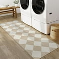 thumbnail image 4 of Checkered Carpet Runners for Hallway 6ft, Beige Ultra Thin Washable Kitchen Runner Rug Non Slip, Moroccan Plaid 2x6 Print Rug for Bedroom Bathroom Entryway, 4 of 8