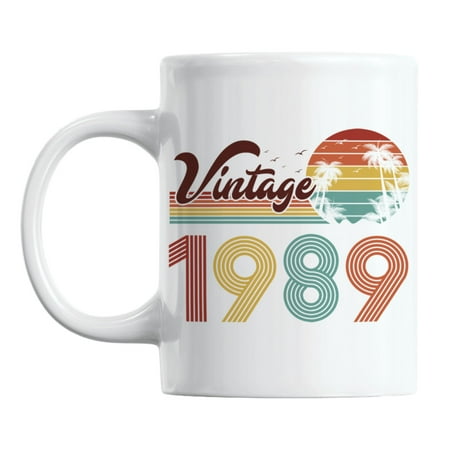 

Vintage 1989 feat. Retro Sunset & Palm Trees Ceramic Coffee & Tea Mug (11oz)