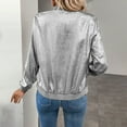 thumbnail image 5 of ZQUUVOU Fall Cropped Jacket for Women Sequin Jackets Cardigan Glitter Long Sleeve Short Coats Crop Baseball Jacket Gray, 5 of 9