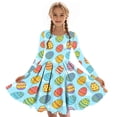 thumbnail image 6 of Xdegoge Classic Kids Girls Easter Dress Cute Bunny Egg Graphic Printed Tween Summer Sundress Knee Length Swing Long Sleeve Spring Holiday Event Outfit Casual Daily Play Wear for Teen, 6 of 7
