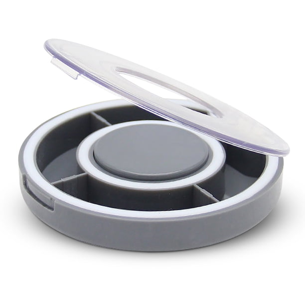 Wosthever Caja organizadora redonda para pastillas, caja de almacenamiento de vitaminas con 7 ranuras, contenedor clasificador, pendientes, práctico Almacenamiento y organización del hogar Gris
