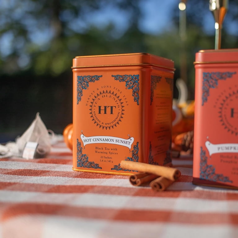 4 pack) Harney & Sons Hot Cinnamon Sunset Tea, 20 Pyramid Teabags
