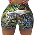 thumbnail image 2 of Gukieu fishing bass Print Women's Sports Shorts, Elastic Waist High Stretch Running Yoga Gym Sweatpants-Small, 2 of 8