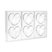 Martellato MA3015 Clear Polycarbonate Chocolate Mold with 6 Faceted-Heart Cavities 66mm x 70mm x 20mm High