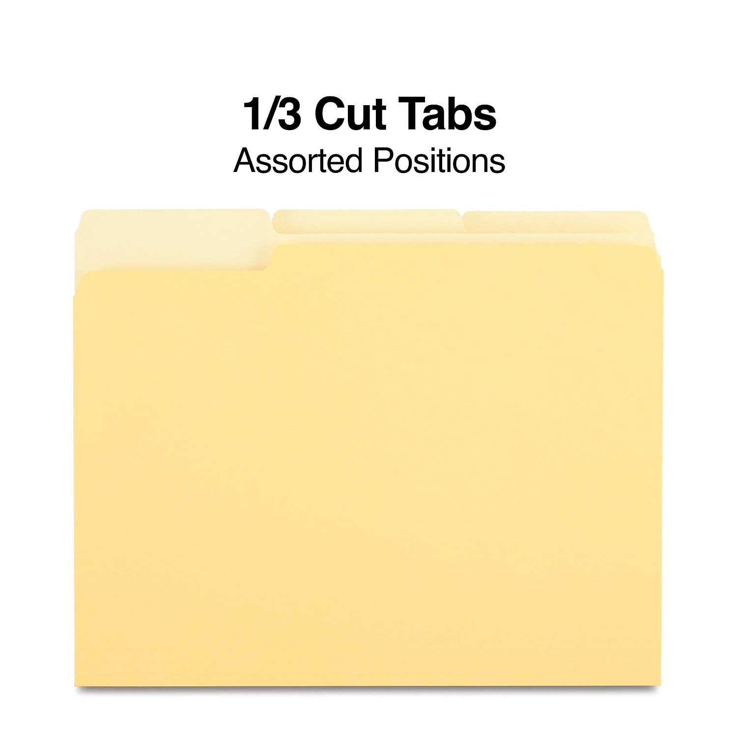 Staples Colored Top-Tab File Folders 3 Tab Yellow Letter Size 100/Pack 224535
