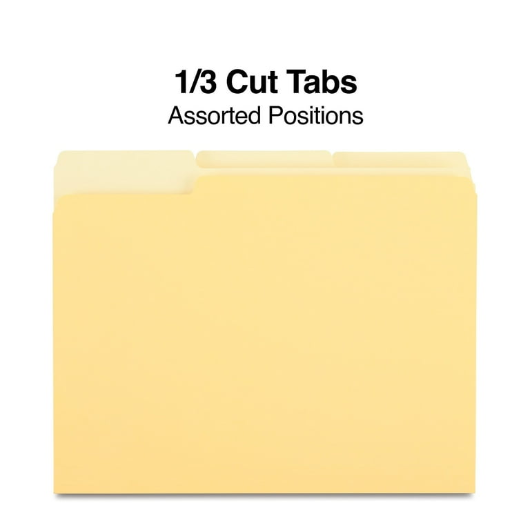 STAPLES Colored Letter Size File Folders, Yellow, 3 Top Tabs, 100
