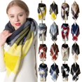 thumbnail image 2 of Bufanda cuadrada de doble cara para mujer, chal de Cachemira de rejilla grande, amarillo y gris, otoño e invierno, nuevo Fivean unisex, 2 of 2