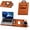 Brown, variant on Wireless charging laptop bag, 16 inches, charger mobile workstation kit, built-in charger, includes foldable desktop pad, mouse pad and technology item storage and organization tools