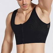 POIUYTR Men Compression Vest for Post Surgery, Gynecomastia Chest Compression Shapewear Chest Binder Flat Compression 3 Rows Clasp Bust Corset Vests