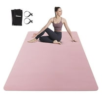 Large Yoga Mat for Men and Women 1/4 Inch Extra Thick All-Purpose TPE Fitness Mat, Non-Slip and Eco Friendly Exercise Mat for Yoga, Pilates, Stretching, Pink and Light Grey