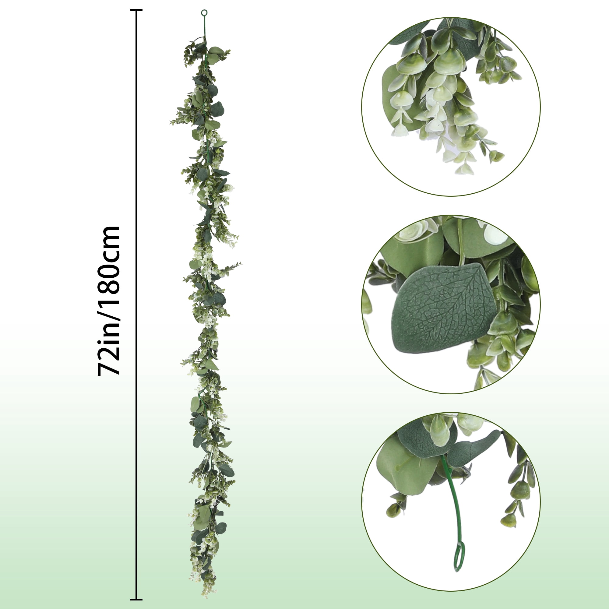 Unique Bargains 4 Pack Artificial Plants Fake Hanging Vine Green_Turtle Leaves