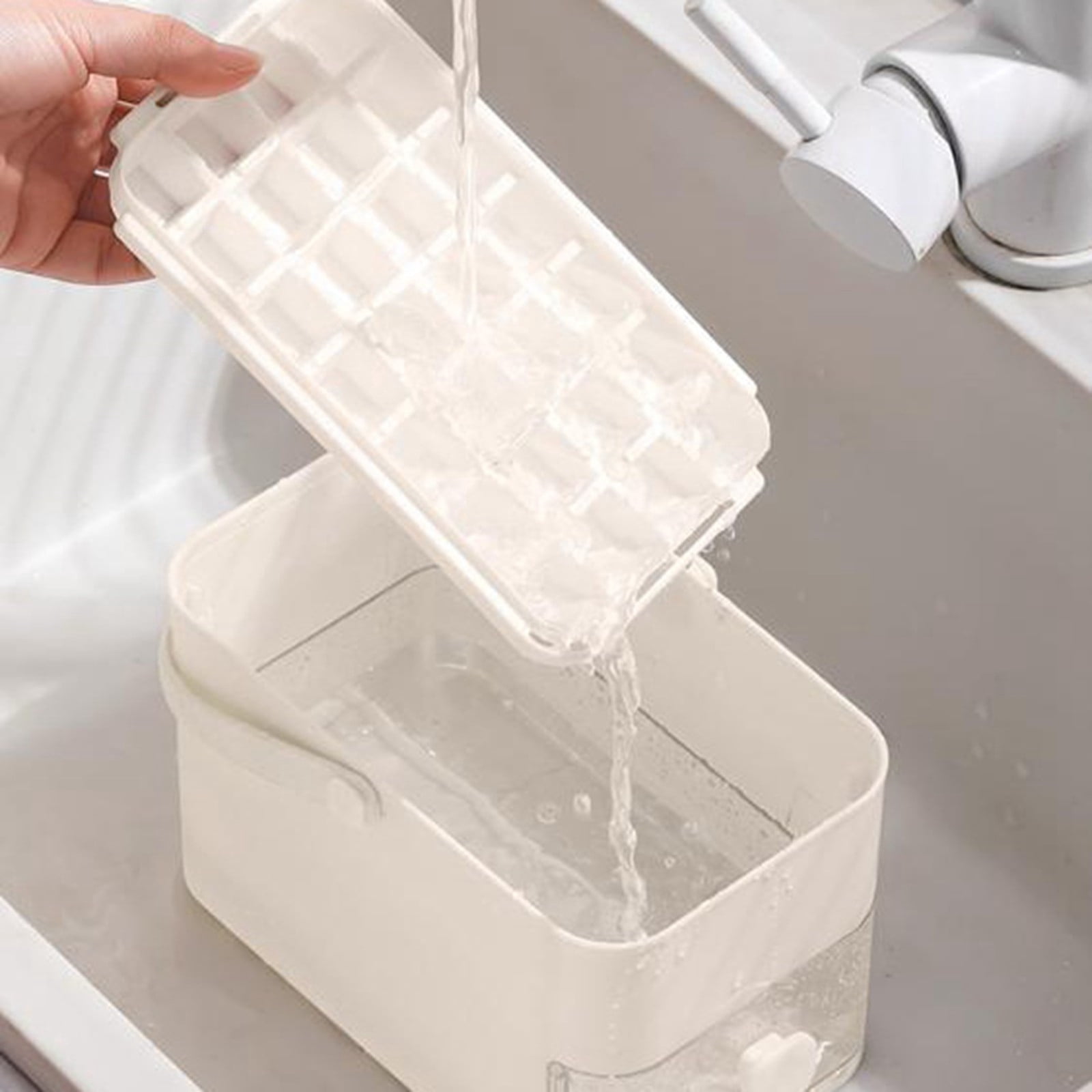 Portable One-Touch Ice Maker with Storage Drawer, Compact Leakproof Countertop Ice Cube Mold Set for Home Office and Outdoor Use(White,One Size)