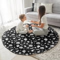 thumbnail image 3 of Black Halloween Ghost Pumpkin Pattern Round Blanket,Comfortable Soft Flannel Throw Blanket,All Season,Warm Lightweight Blankets for Sofa Bed Couch Living Room Chair 47"x47", 3 of 5
