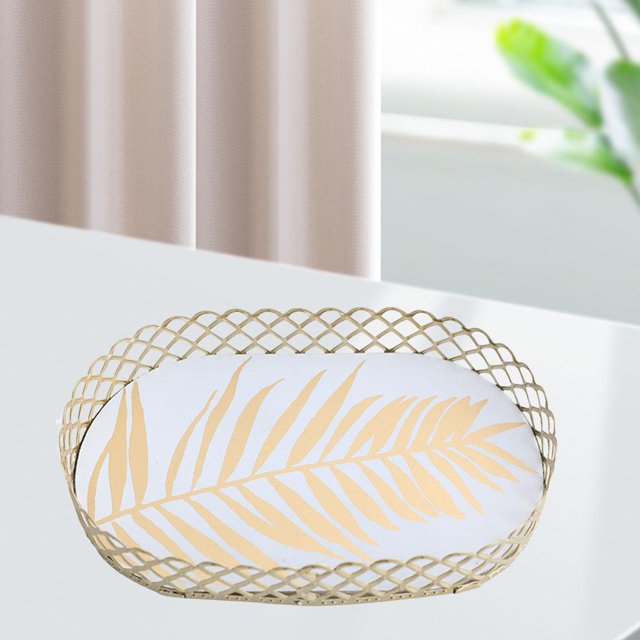 Bandeja de almacenamiento,Bandeja de almacenamiento de maquillaje de joyería de hierro forjado nórdico,Organizador de tocador de cesta de joyería,Decoración de escritorio de tocador de caja Baoblaze Bandeja de almacenamiento