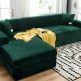 thumbnail image 1 of Injueey Funda de sofá con forma de terciopelo de primera calidad para sofá grueso, funda de sofá elástica de tela elástica de ajuste Decoración del hogar verde negruzco, 1 of 6