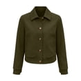 thumbnail image 3 of DeHolifer Womens Jackets Casual Solid Color Cropped Coats Button Down Winter Shackets Green M, 3 of 3