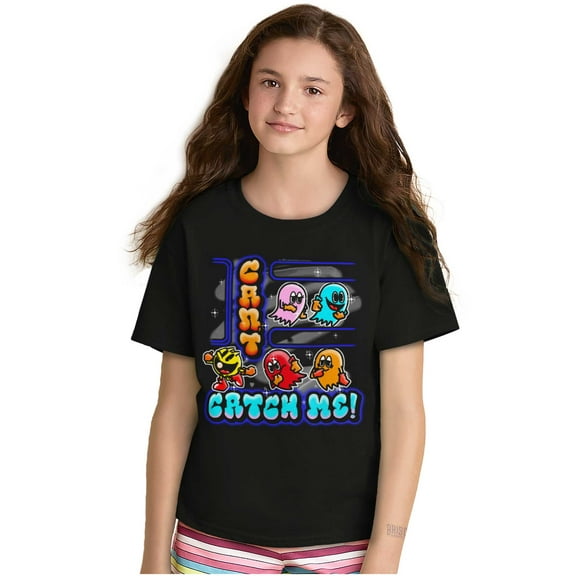 Airbrushed PACMAN Can't Catch Me Crewneck T Shirts Boy Girl Teen Brisco Brands L