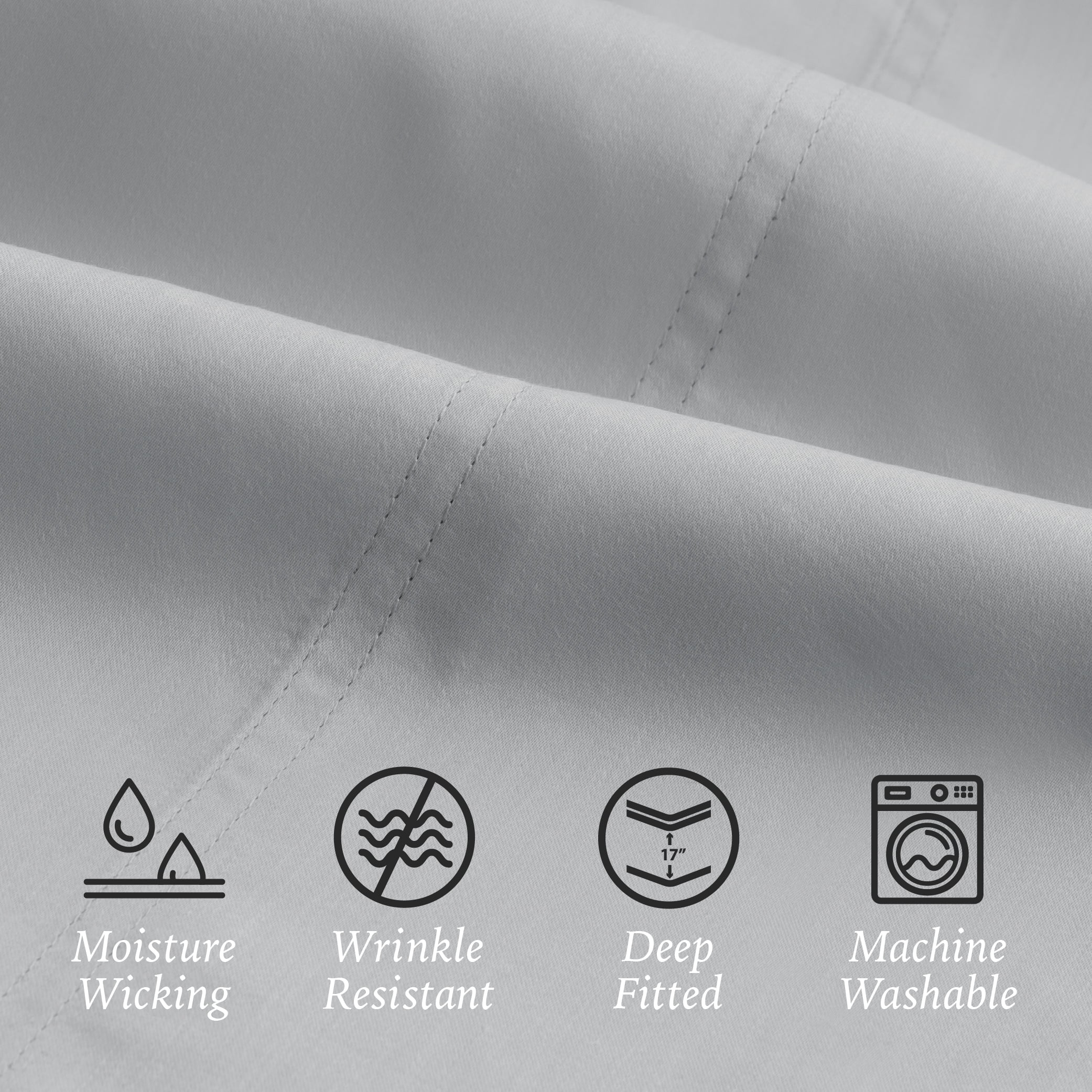 Hotel Style 1000 Tread Count Soft Silver Egyptian Cotton Luxury Bed Sheet Set, Queen