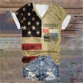 thumbnail image 2 of Top Del Día de la Independencia de las Mujeres, Cortesía Impresa V-Cuello Camiseta de Manga Corta para el Uso Casual Y de Fiesta, Camiseta de Moda Patriótica, 2 of 3
