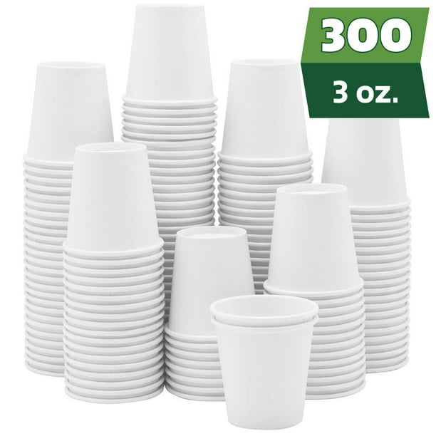 [300 Pack] 3 oz. White Paper Cups, Small Disposable Bathroom, Espresso