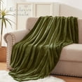 thumbnail image 5 of Exclusivo Mezcla Fleece Throw Blanket for Couch, Sofa, 300GSM Super Soft and Warm Blankets, Olive Green Throw All Season Use, Cozy, Plush, Lightweight, 50x60 Inches, 5 of 8