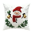 thumbnail image 2 of Christmas Embroidered Pillow Cover, Cozy Xmas Snowman Knit Couch Sofa Cushion Cover, Rustic Pillowcase with Gifts Box and Redberry Holly, Winter Farmhouse Couch Decor Cushion Case, Bedside Pillowcase, 2 of 6